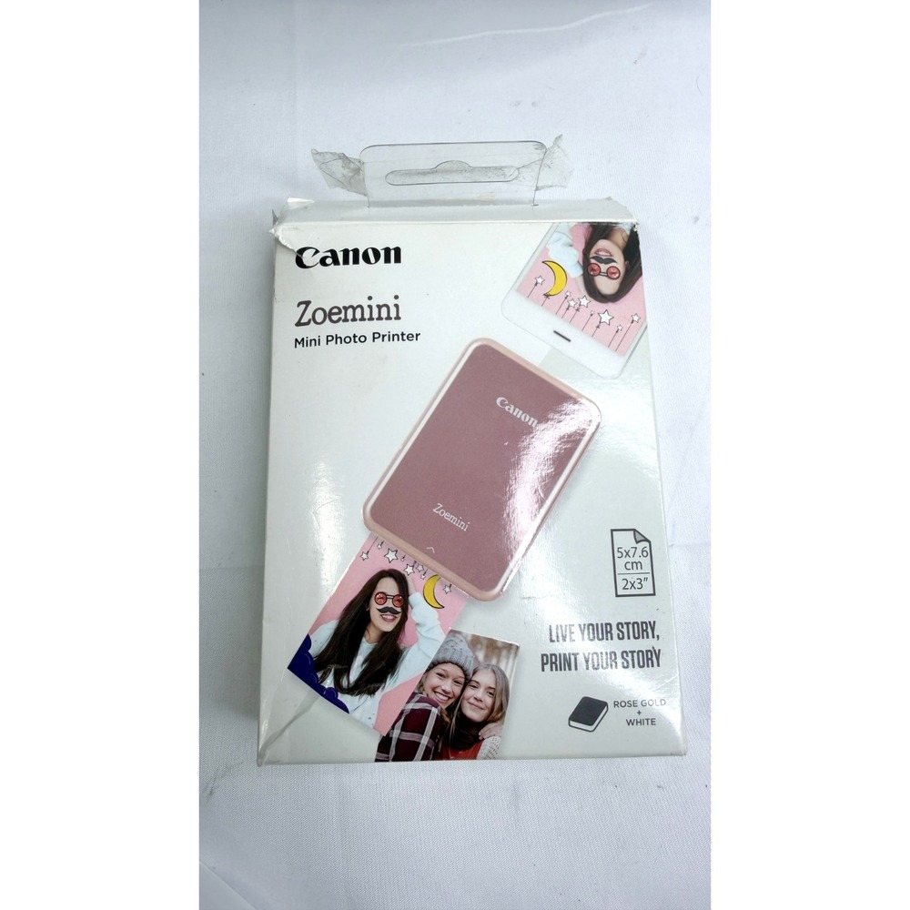 Canon Zoemini PV-123-RGW Mini Photo Printer Rose Gold White Complete Tested